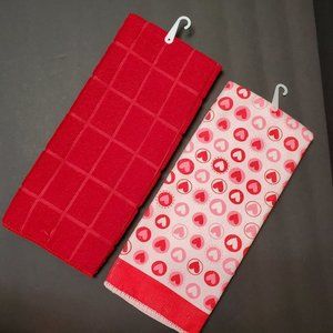 Valentine's Day Kitchen Towels, Hearts Decor, Microfiber Red Towel NWT